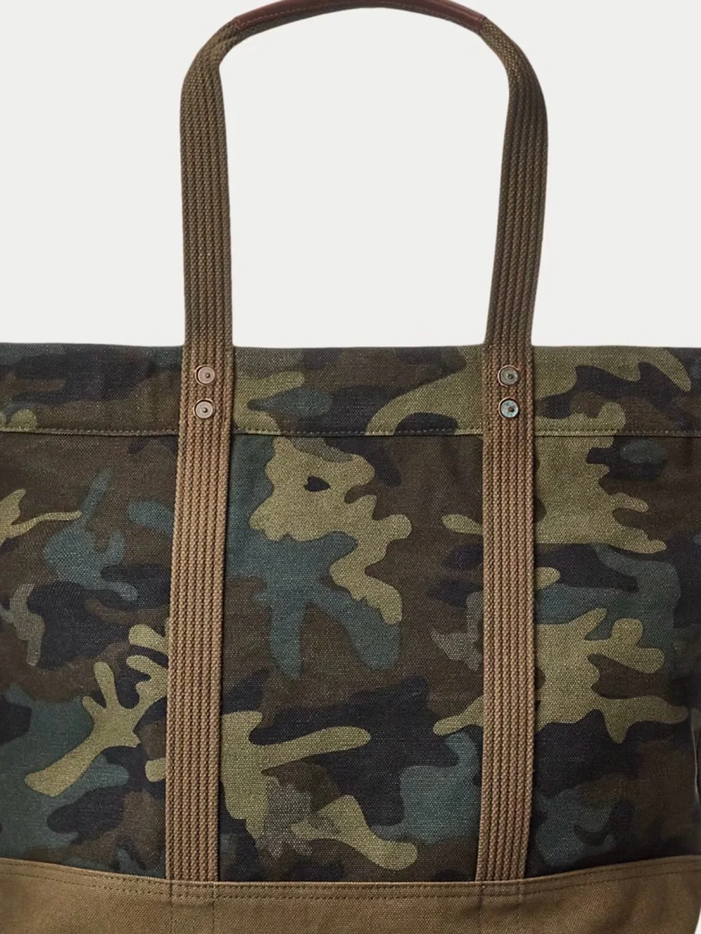Polo by Ralph Lauren Camouflage Canvas Tote with Patchwork - Green/Brown